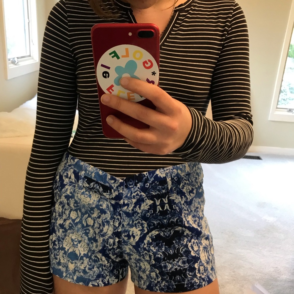 fancy floral print blue shorts 💖